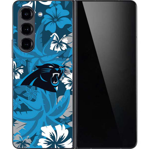 NFL Carolina Panthers Tropical Print Galaxy Z Fold5 5G Skin